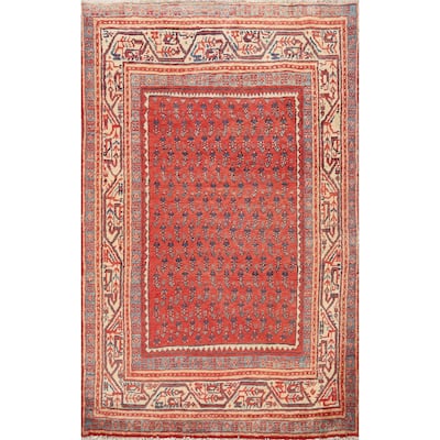 Vintage Paisley Botemir Persian Area Rug Handmade Wool Carpet - 3'9" x 5'3"