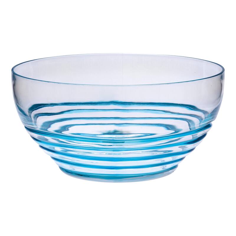 10" Clear and Blue Swirl Acrylic Round Salad Bowl - 10