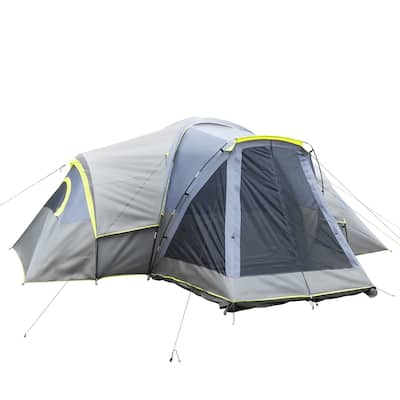 Three Rooms Polyester Cloth Fiberglass Poles Camping Tents Family Tent