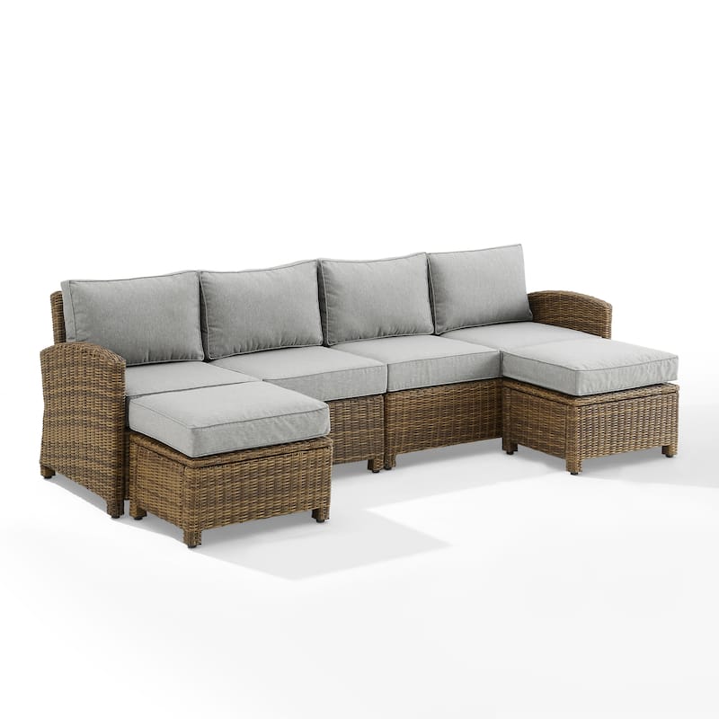 Crosley Bradenton 4Pc Outdoor Wicker Sectional Set - 70.5"d x 105.5"w x 32.5"h
