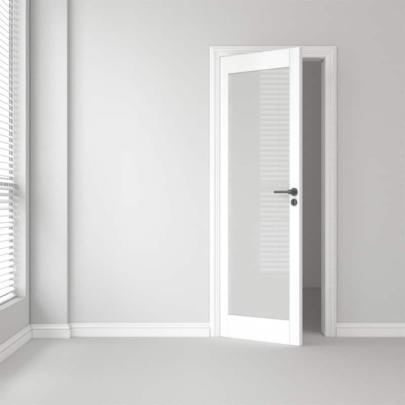 24 X 80 X 5 inch Frosted Glass Slab Door Interior Doors Solid Wood French Door - White