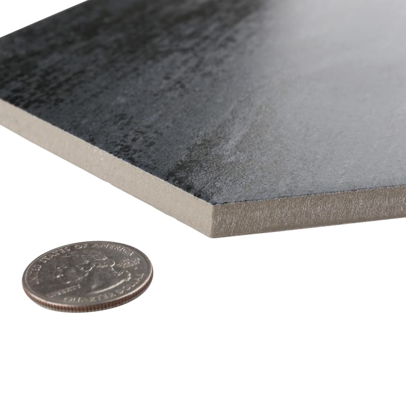 Merola Tile Cassis Hex Black 8-5/8" x 9-7/8" Porcelain Floor and Wall Tile