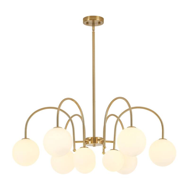 Mid-Century Tiered Frosted Glass Globe Round Sputnik Chandelier
