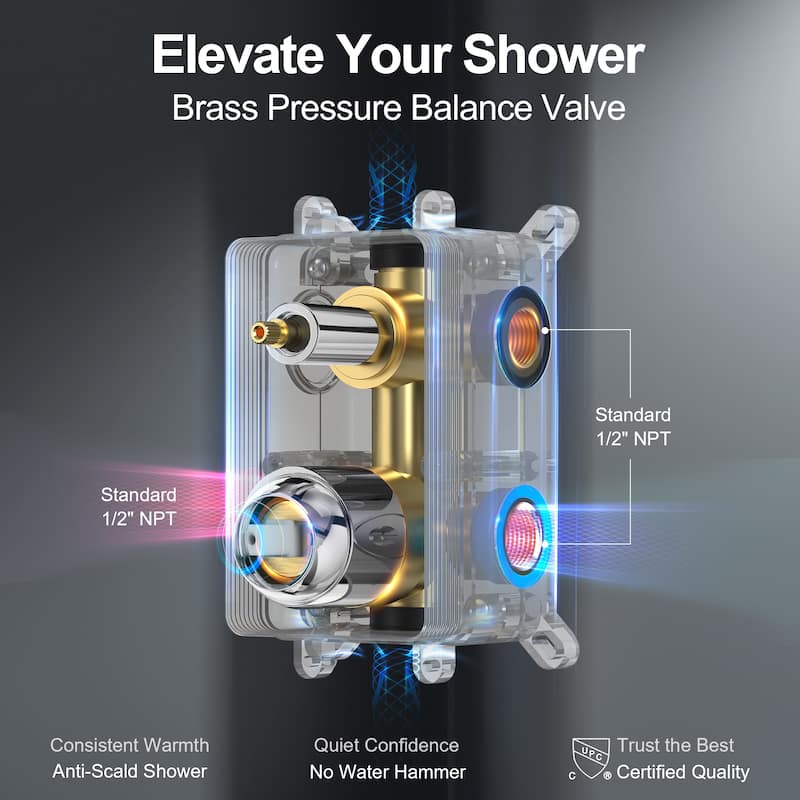 GRANDJOY Shower Faucet Set 10 and 6 inch Wall Mount Rainfall Dual Shower Heads with Handheld Shower Spray Combo High Pressure