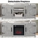 preview thumbnail 31 of 53, 58-Inch Farmhouse Electric Fireplace TV Stand with Storage Cabinets and Adjustable Shelves