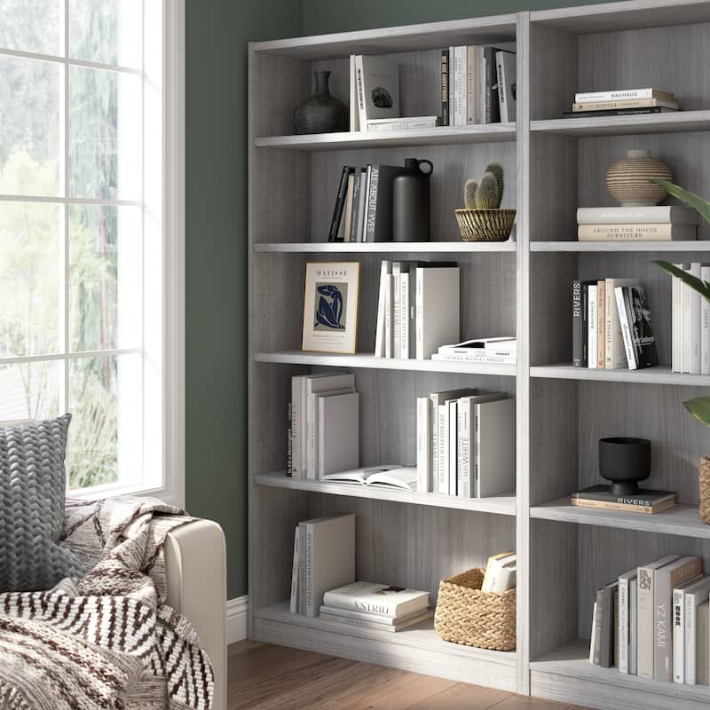 Universal Tall 5 Shelf Bookcase Storage by Bush Furniture - Platinum Gray