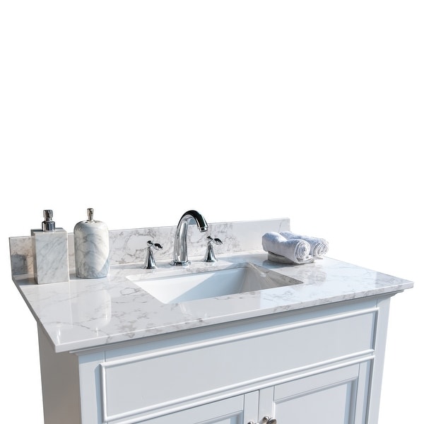 Bathroom Stone Vanity Top with Rectangle Undermount Ceramic Sink. Opens flyout.