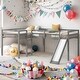 preview thumbnail 2 of 18, L-Shaped Twin Size Loft Bed with Ladder and Slide, Gray