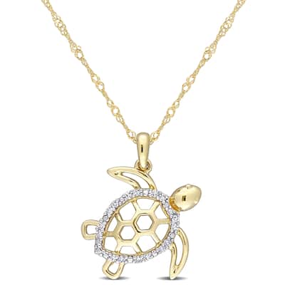 Miadora 10k Yellow Gold Diamond Accent Sea Turtle Necklace