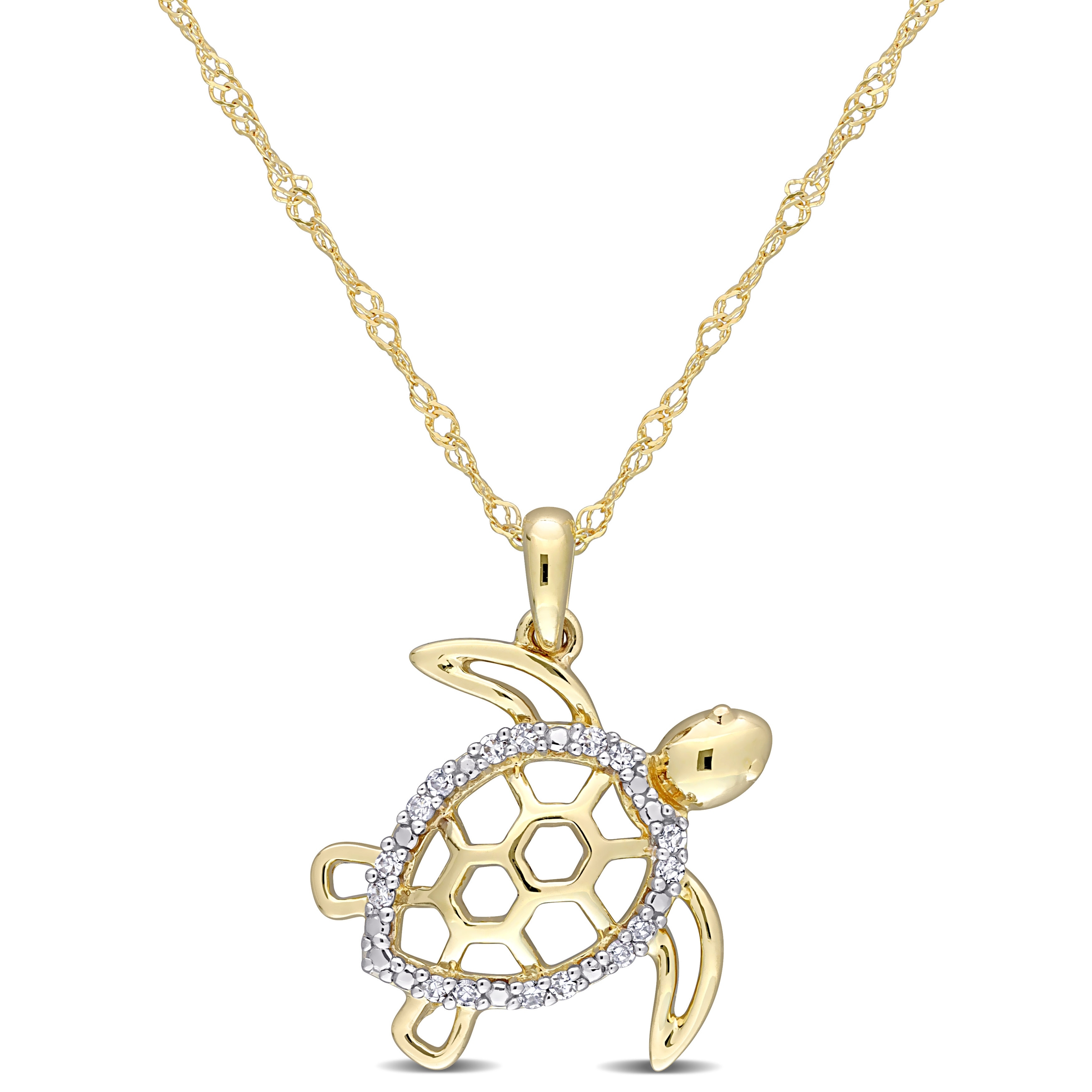 Miadora 10k Yellow Gold Diamond Accent Sea Turtle Necklace