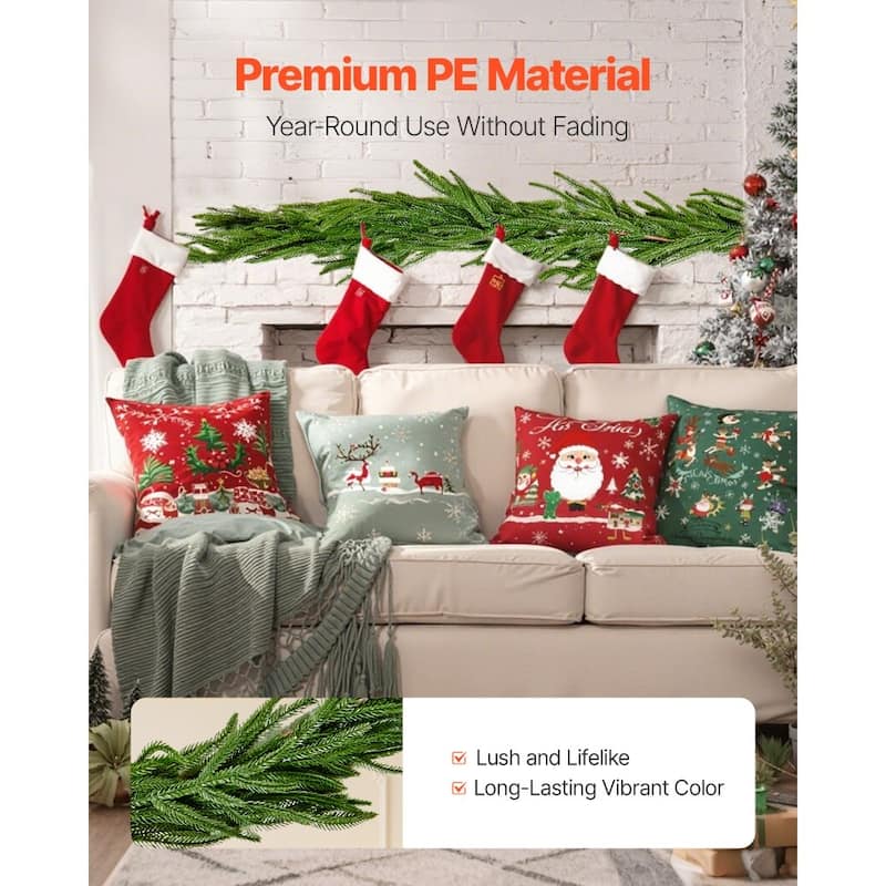Lush Green Norfolk PE Christmas Garland with Full Fluffy Design for Home and Holiday Decoration