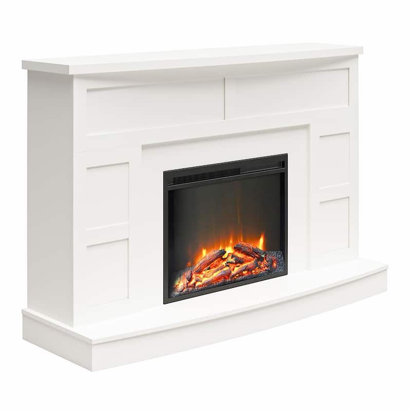 Ameriwood Home Banner Creek Mantel with Fireplace TV Console for TVs up to 60 inches - White