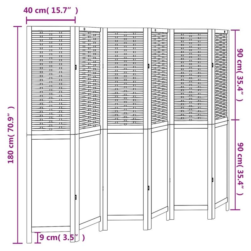 vidaXL Room Divider Privacy Screen Living Room Dark Brown Solid Wood Paulownia