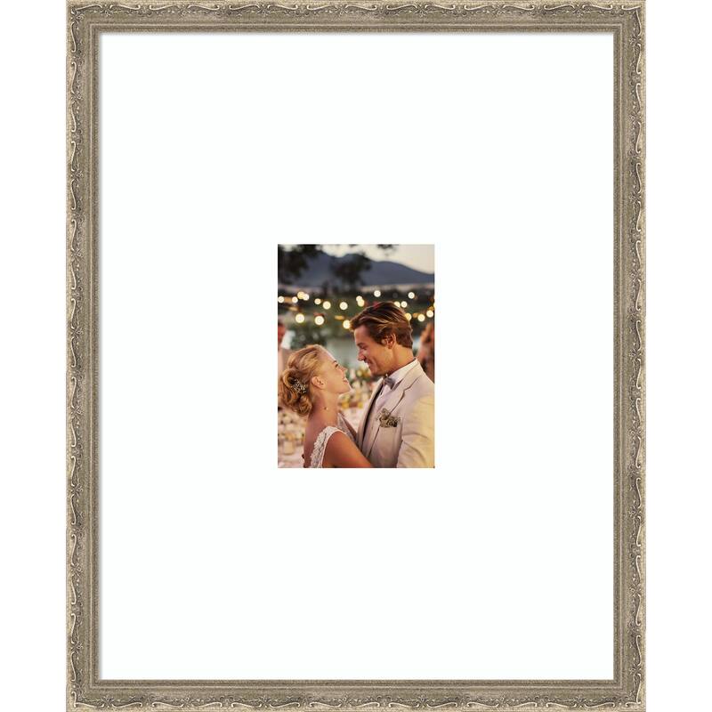 Mila Picture Frame, Photo Frame - 16x20 Matted White 5x7 - Mila Dark Silver