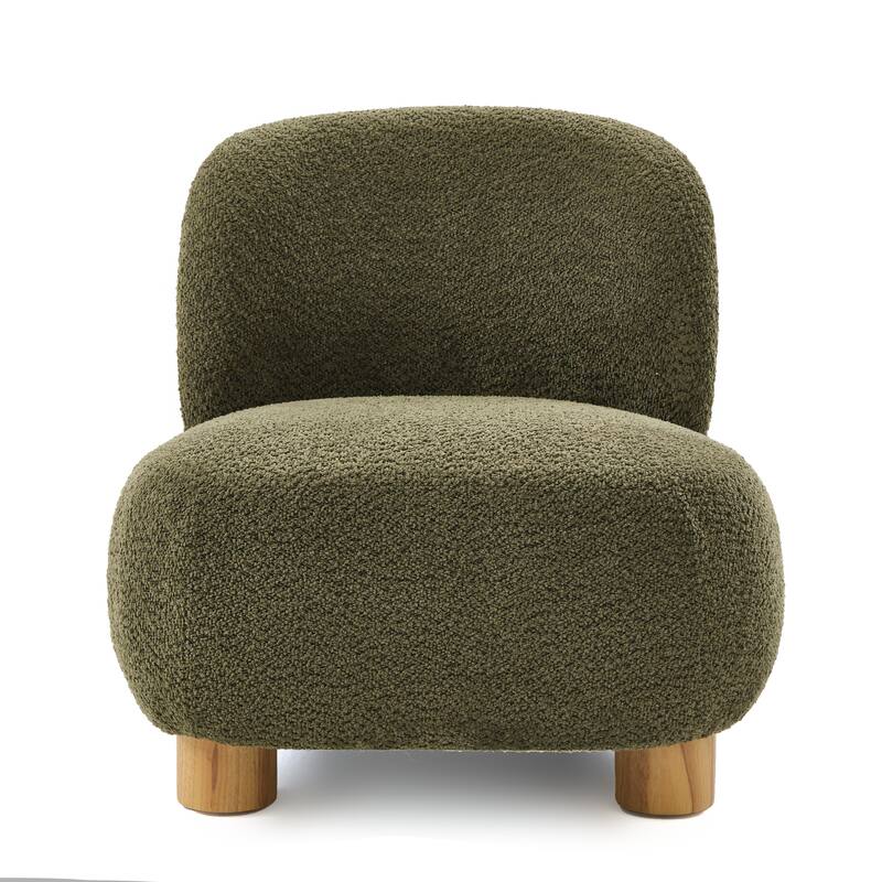 Christopher Knight Home - Modern Boucle Upholstered Accent Chair with Solid Rubberwood Legs