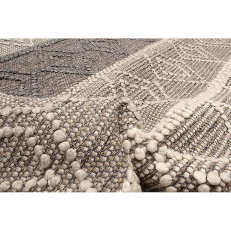 ECARPETGALLERY Braid weave Sienna Grey Wool Rug - 6'0 x 8'8