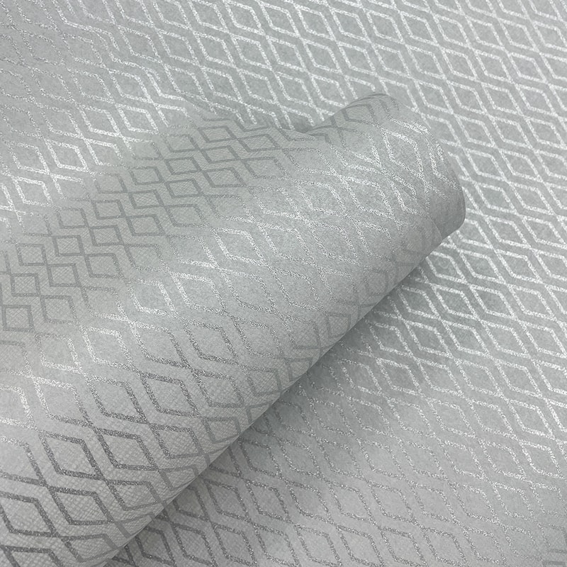 Seabrook Designs Fifth Avenue Diamond Nonwoven Unpasted Wallpaper - 27 in. W x 27 ft. L - Metallic Silver
