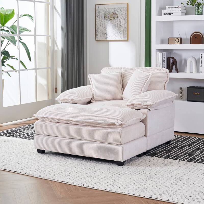 Corduroy Single Sofa With 2 Pillows