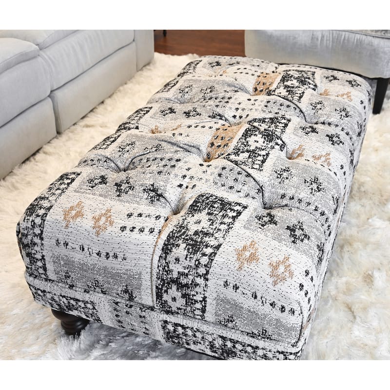 Roundhill Furniture Charbilia Fabric Tufted Cocktail Ottoman