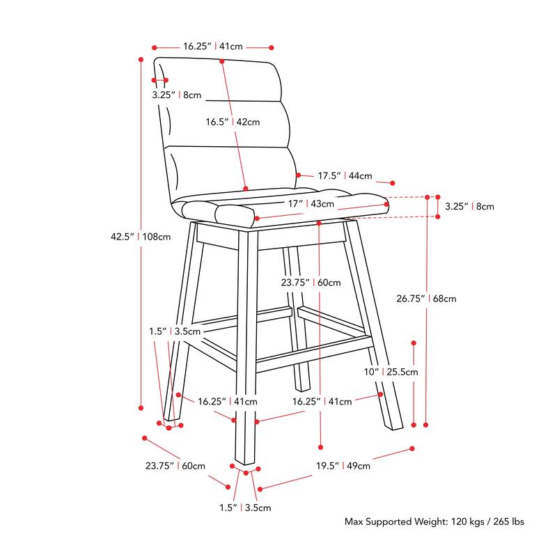 Lilibet Upholstered Counter Height Bar Stools, Set of 2