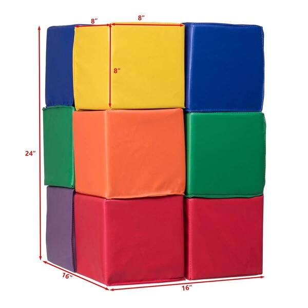 Gymax 24-Piece 8'' PU Foam Big Building Blocks Colorful Soft Blocks