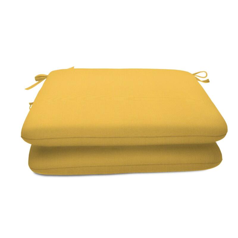 Sunbrella Solid Fabric 2-Piece Indoor/Outdoor Seat Pad Cushion, 18"W x 18"L