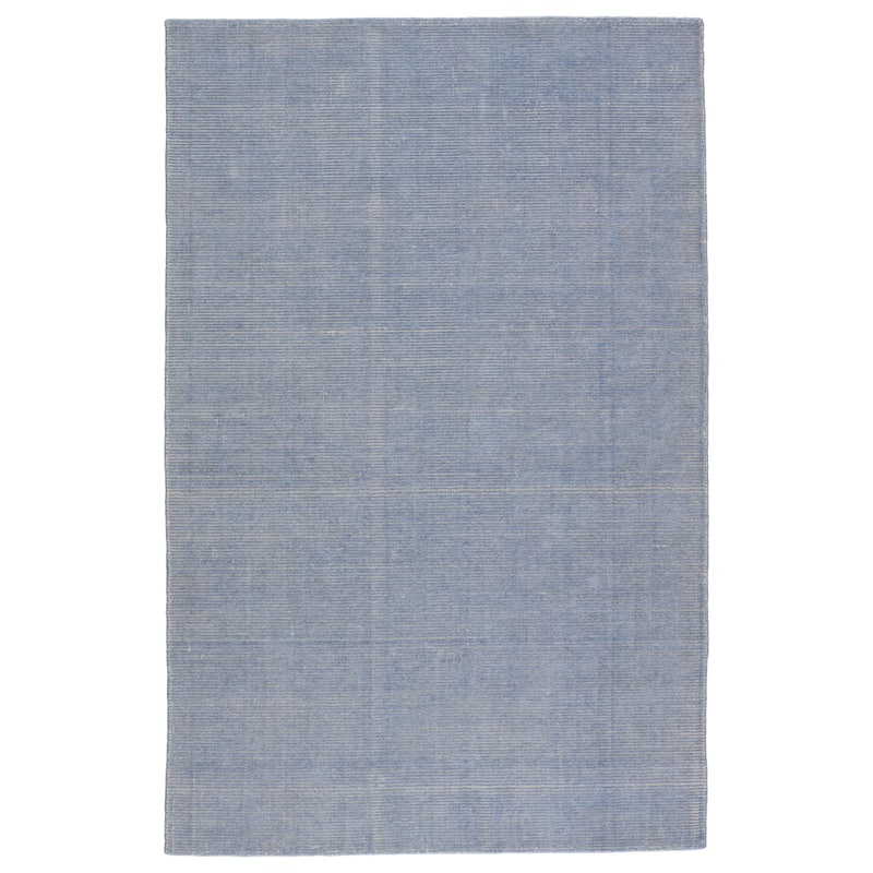 Everen Handmade Indoor/ Outdoor Solid Area Rug - 3'X10' - Light Blue/Cream