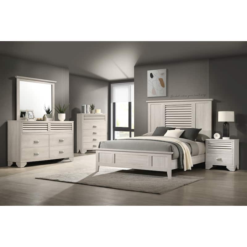 Vanni 6 Piece White Panel Bedroom Set - King