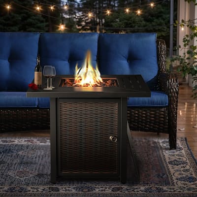 Outdoor Propane Fire Pit Table - 55000 BTU, Adjustable Flames - Square