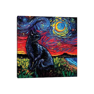 iCanvas "Black Cat Night II" by Aja Trier Canvas Print