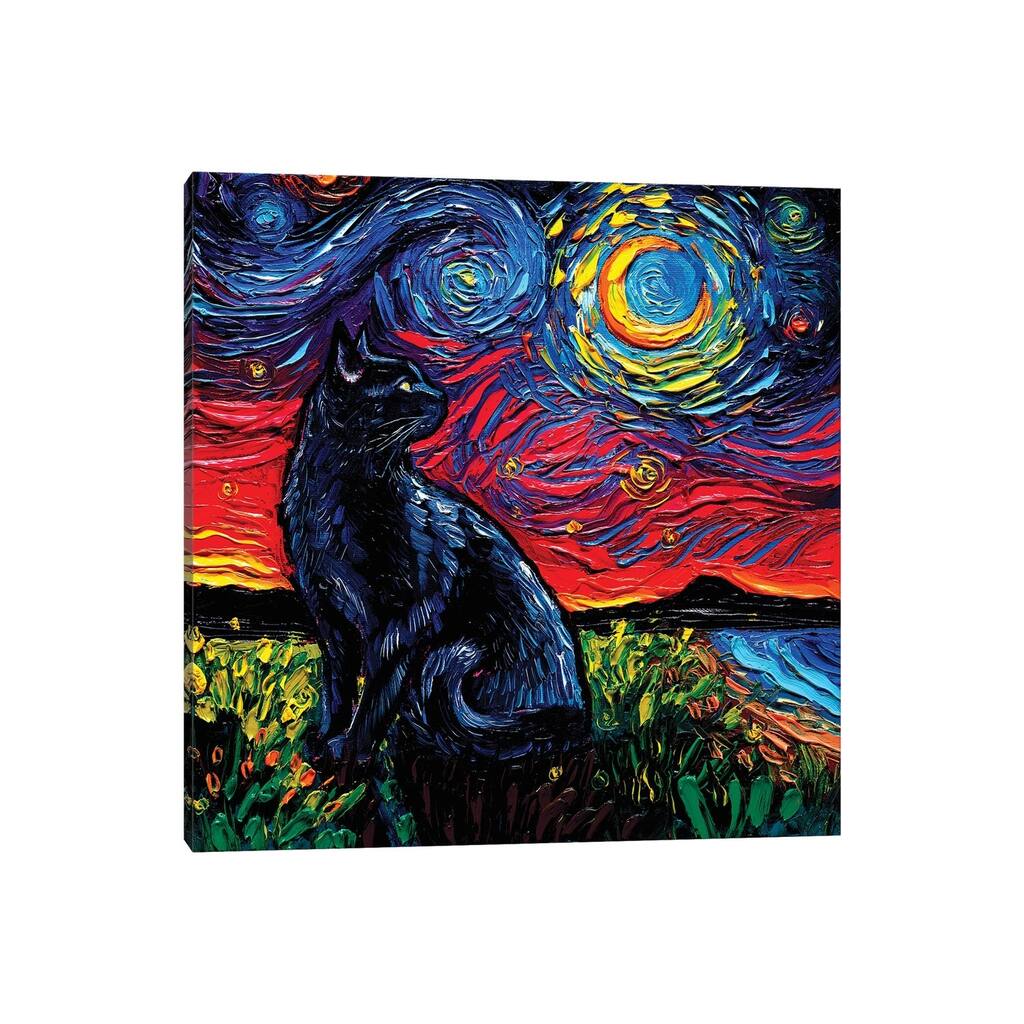 iCanvas "Black Cat Night II" by Aja Trier Canvas Print