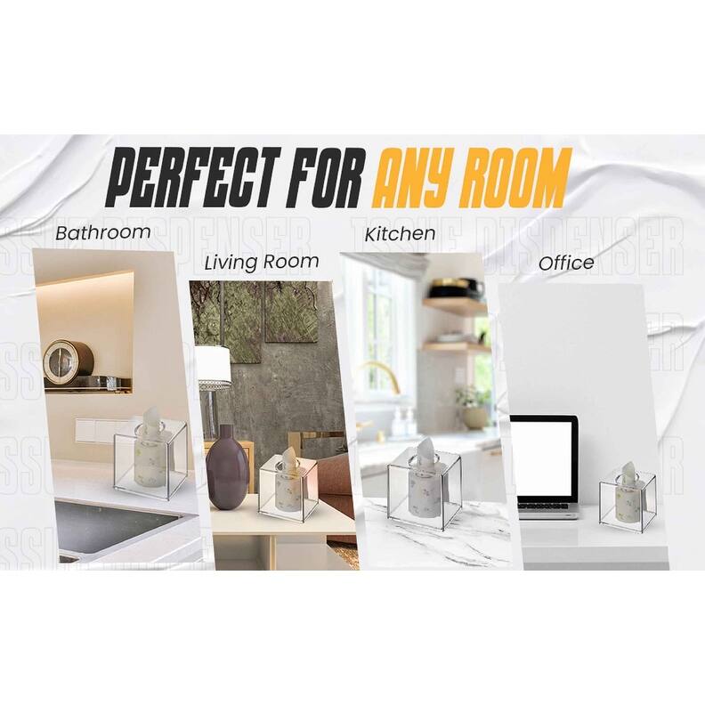 YBM Home Acrylic Clear Tissue Holder Napkin Dispenser, 1234 - 5x5x5.5 Inches - 5x5x5.5 Inches