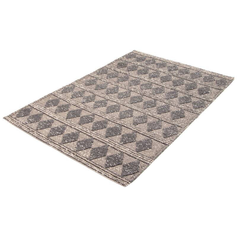 ECARPETGALLERY Braid weave Sienna Grey Wool Rug - 6'0 x 8'11