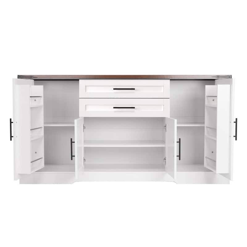 63" Farmhouse Buffet Cabinet with Storage Barn Door and Drawers for Kitchen or Dining Room Use