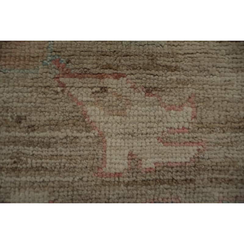 Hand Knotted Oriental 100% Wool Carpet Transitional All-Over Brown Oushak Area Rug - 12' 0'' X 9' 0''