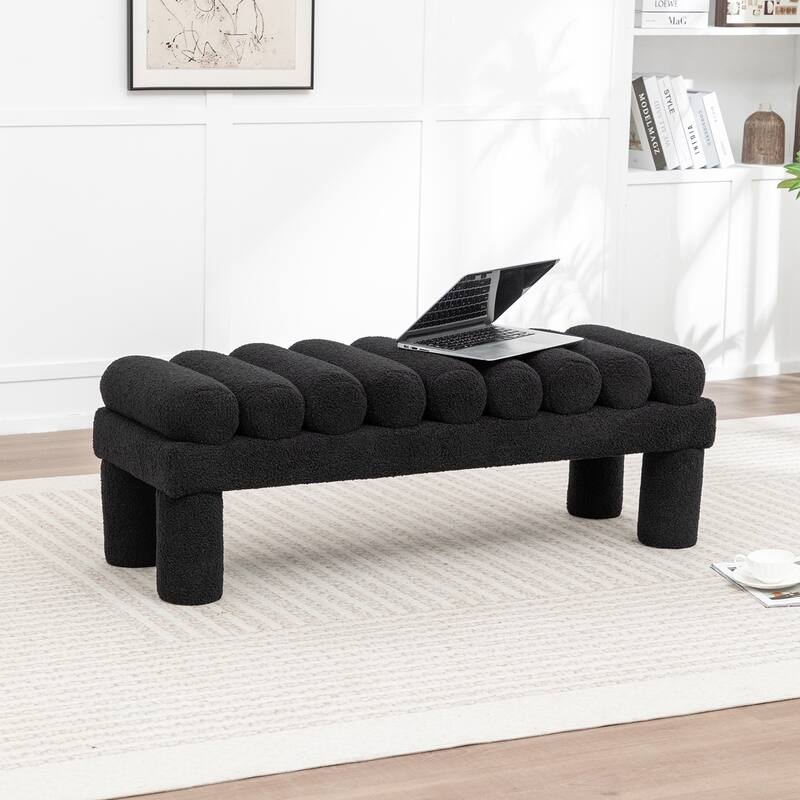 SEYNAR Modern Teddy Velvet Upholstered Rentangle Ottoman