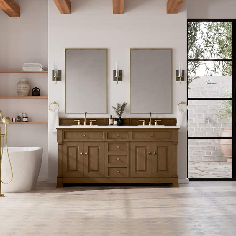 Brookfield 72" Double Vanity, Honey Oak