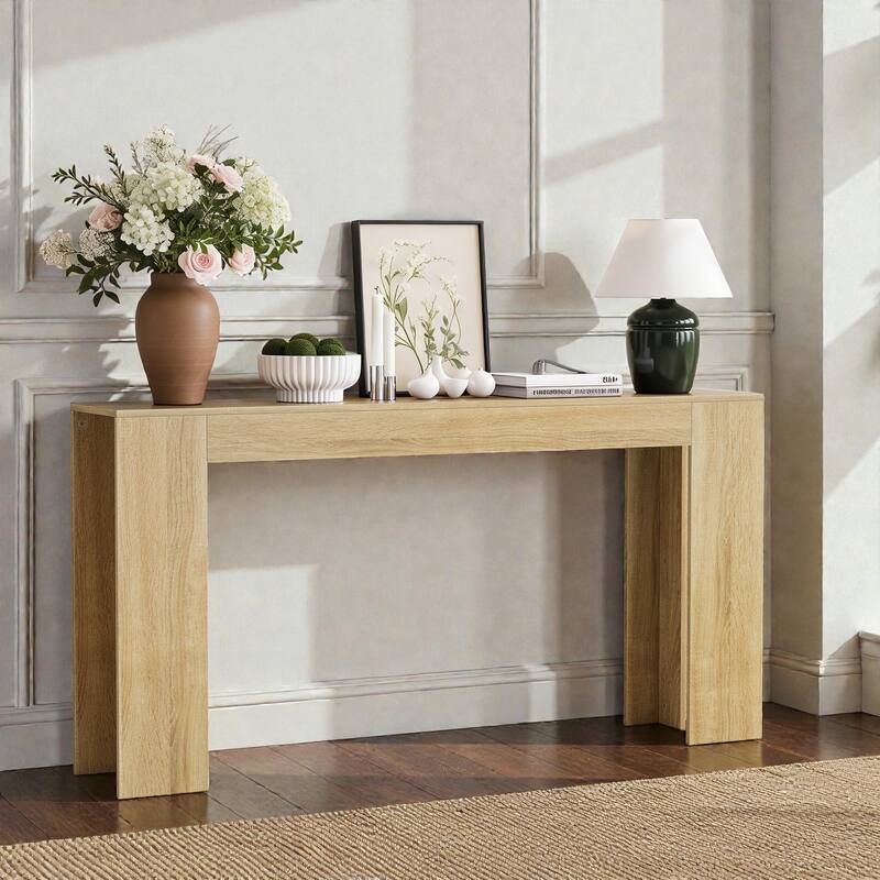 63 Inch Extra-Long Farmhouse Entryway Console Table, Narrow Sofa Table Behind Couch for Hallway, Living Room & Foyer