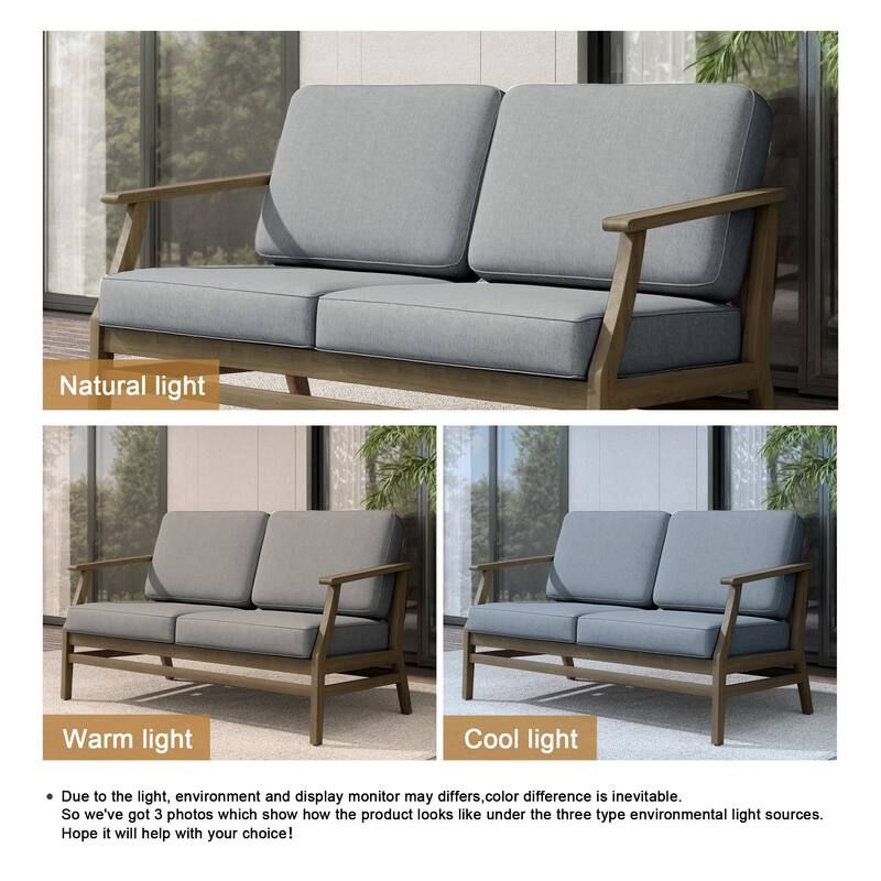 Teak Outdoor Patio Club Chairs Loveseat with Cushions