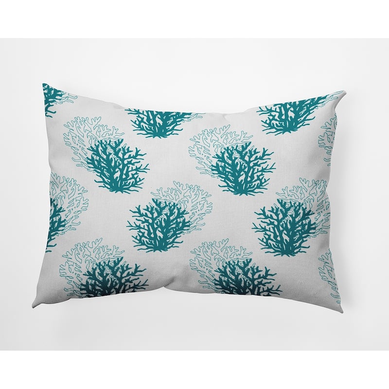 Coral Pattern Decorative Throw Pillow - 14" x 20" - Lake Blue