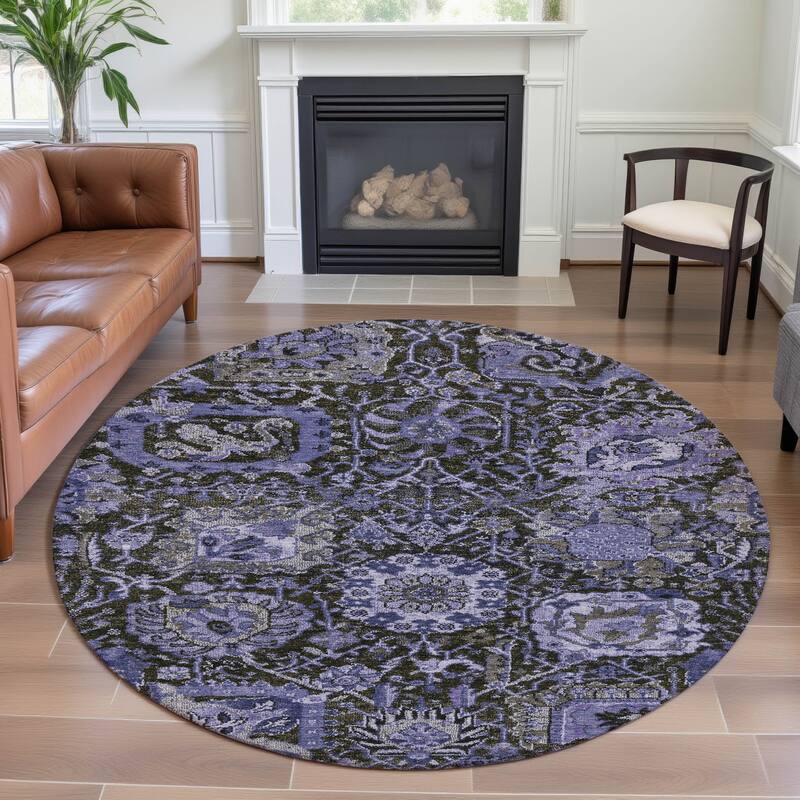 Premium Washable Super Soft Traditional Farmhouse Mayfield Rug - Purple - 8' x 8'