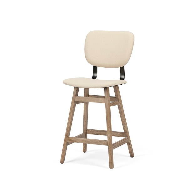 Mercana Haden 26.5" Seat Height Cream Upholstered Seat Brown Wood Frame Stool. Opens flyout.