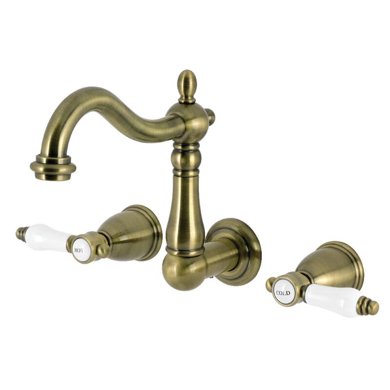 Kingston Brass Bel-Air Double-Handle Wall Mount Bathroom Faucet - Antique Brass
