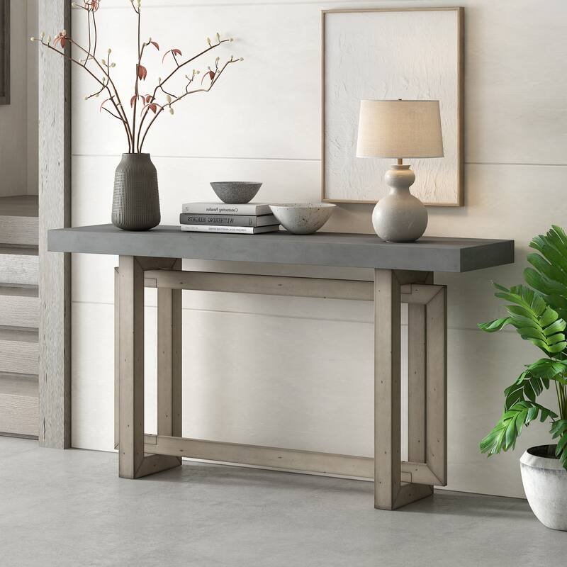 Contemporary Wood Top Console Table,Extra Long Entryway Table,Versatile