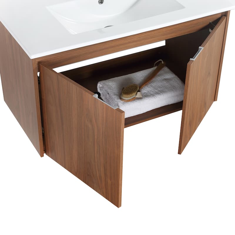 BNK 24"/30"/36" Single Sink Bathroom Vanity with Soft Close Door, Modern Floating Vanity