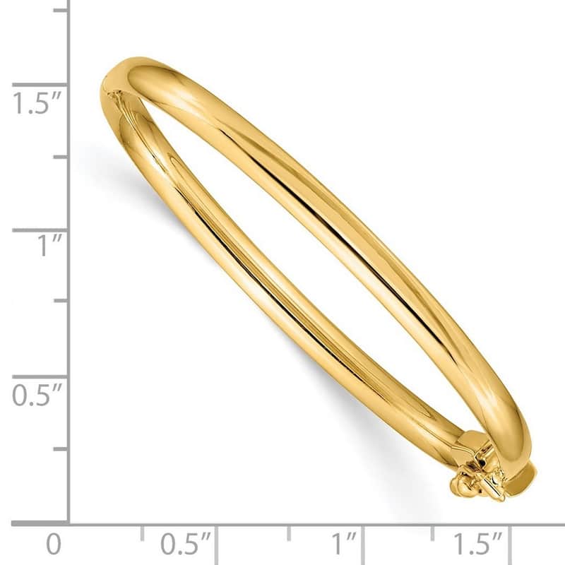 Curata 14k Yellow Gold Polished 3.75mm Hinged Safety Clasp Baby Bangle Bracelet