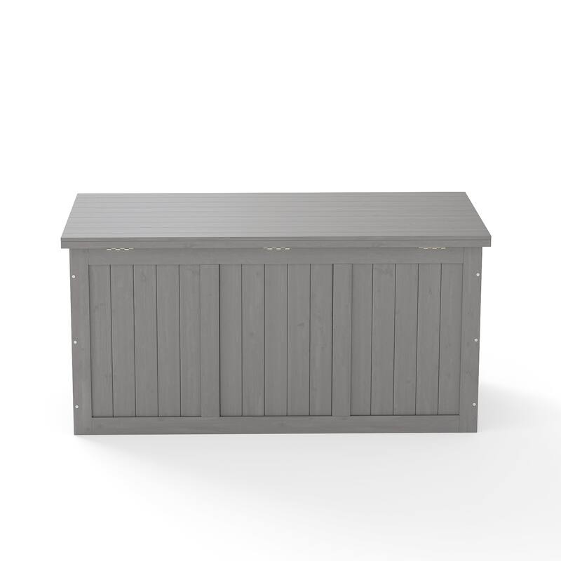 67 Gallon Wooden Deck Box Solid Wood Storage Box Seat & Table Top for Patio Furniture Cushions, Pool Toys & Garden Tools