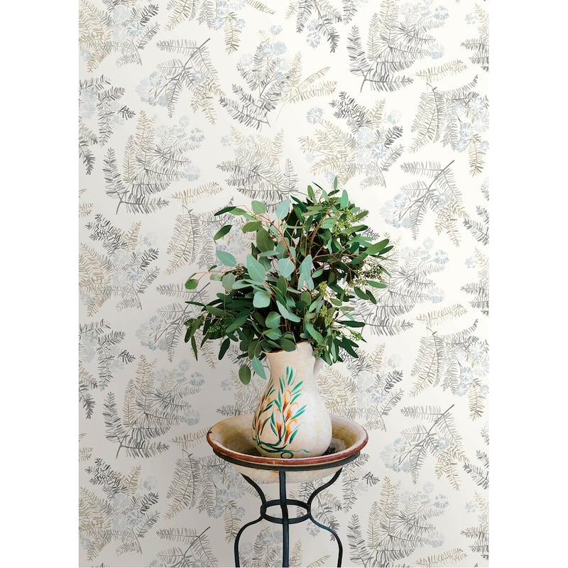 Chesapeake Frith Light Blue Botanical Wallpaper