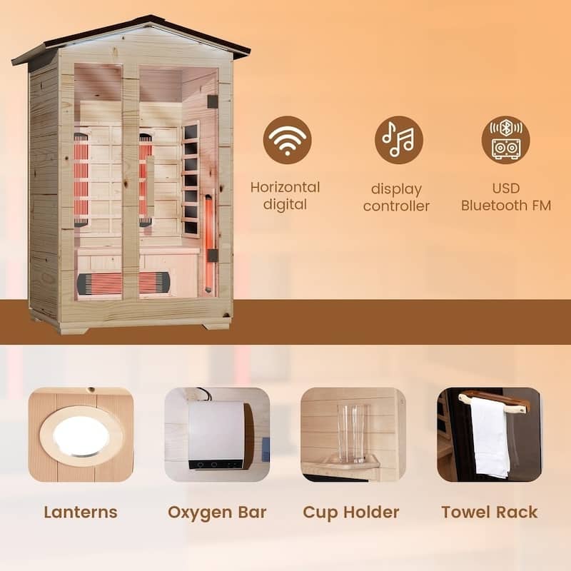 Infrared Sauna up to 4 Person with 15 Minutes Warm-up Heater Tube & Carbon Plate