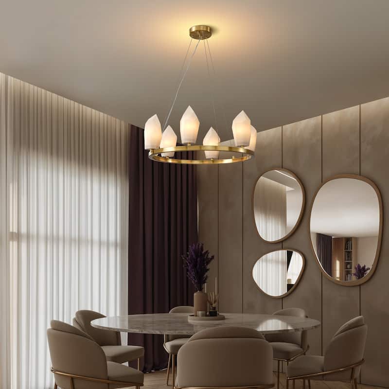 KAYLA Alabaster Chandelier/Sconce Kitchen Island Brass Hanging Lamp Mid Century Nordic Modern Chandelier